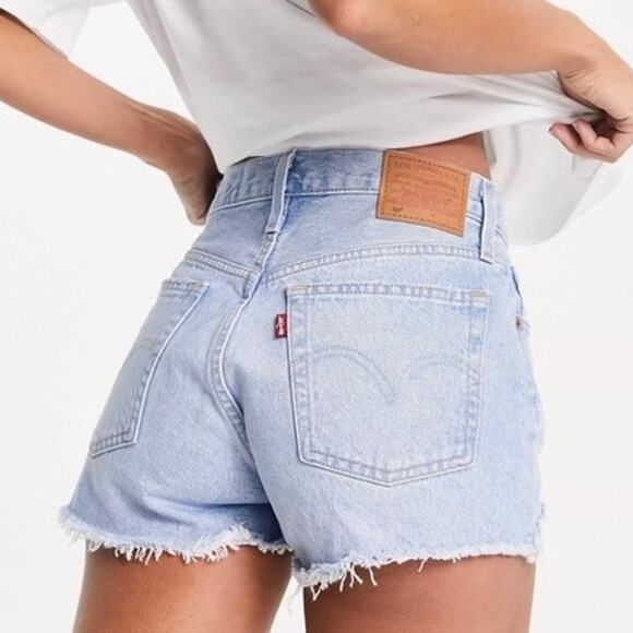 Levi's Pants - Levi's 501 Original Light Wash High-Rise Distressed Denim Shorts Women's W 24